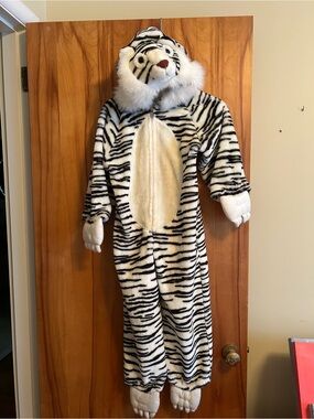 Plush White Tiger Costume Stripes